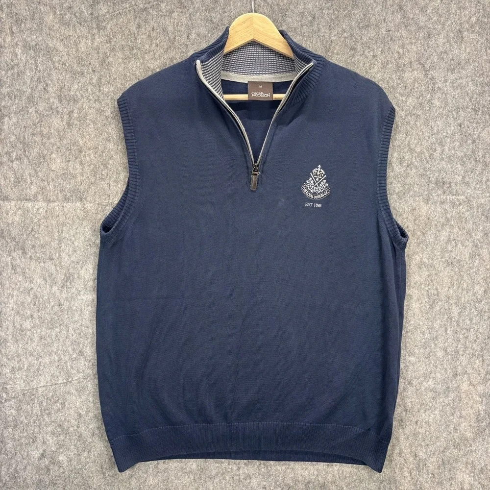 Oscar Jacobson Vest The Royal Dublin Golf Club Mens Medium Blue 1/4 Zip Vileroy